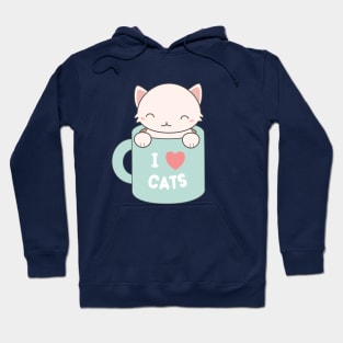 Kawaii Cute I love cats t-shirt Hoodie